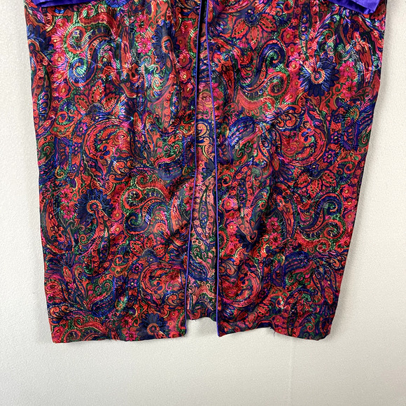 VTG Victorias Secret Satin Paisley Robe Women M/L Semi-Sheer Whimsigoth Fairy - Picture 4 of 16